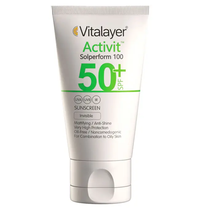 تصویر از کرم ضد آفتاب صورت پوست چرب SPF50+ بزرگسالان اکتی ویت ویتالایر 40 ml سایا طب مانا