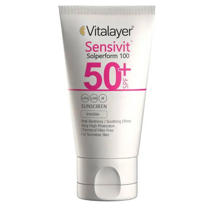 تصویر از کرم ضد آفتاب صورت پوست حساس SPF50+ بزرگسالان سنسی ویت ویتالایر 40 ml سایا طب مانا