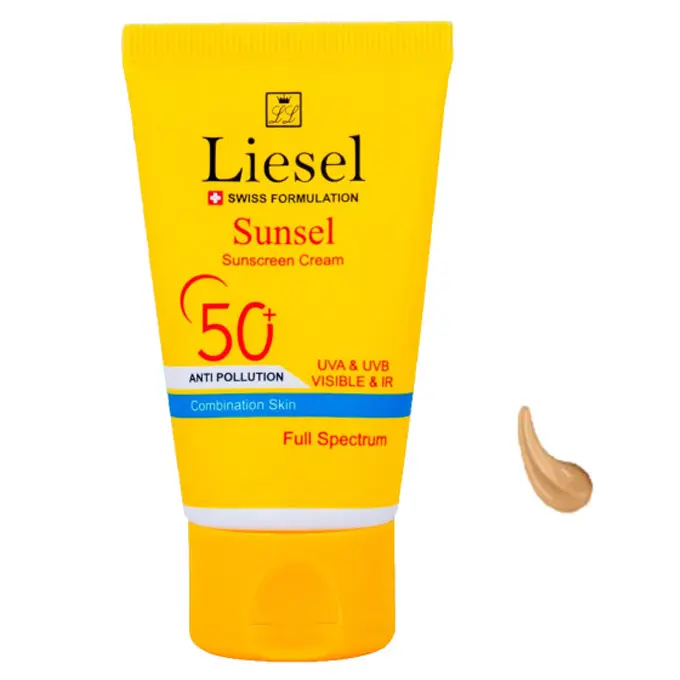 تصویر از کرم ضد آفتاب صورت پوست مختلط SPF50+ بانوان سان سل لایسل 40 ml بژ طبیعی طناز گستر آسیا