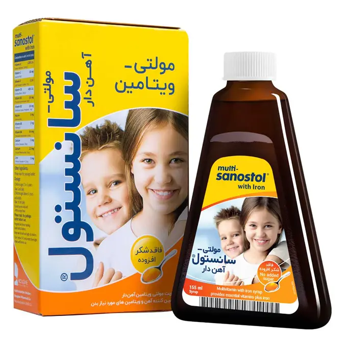 تصویر از شربت مولتی سانستول آهن دار سانستول 155 ml طعم پرتقال روژین فارمد