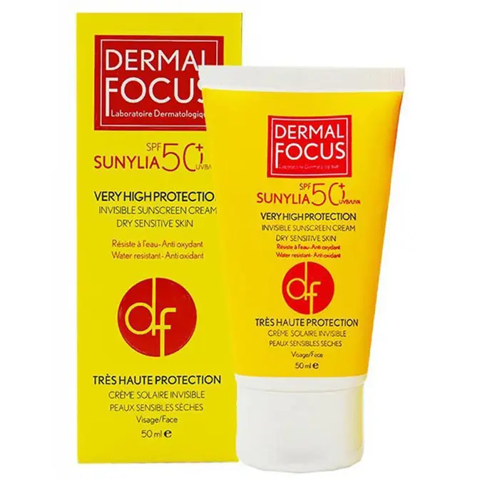 تصویر از کرم ضد آفتاب صورت پوست خشک SPF50+ بزرگسالان سانیلیا درمال فوکوس 50 ml ماهتاب کیش