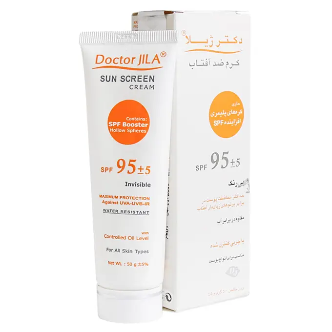 تصویر از کرم ضد آفتاب صورت انواع پوست SPF95+ بزرگسالان بی رنگ دکتر ژیلا 50 ml آوند فر