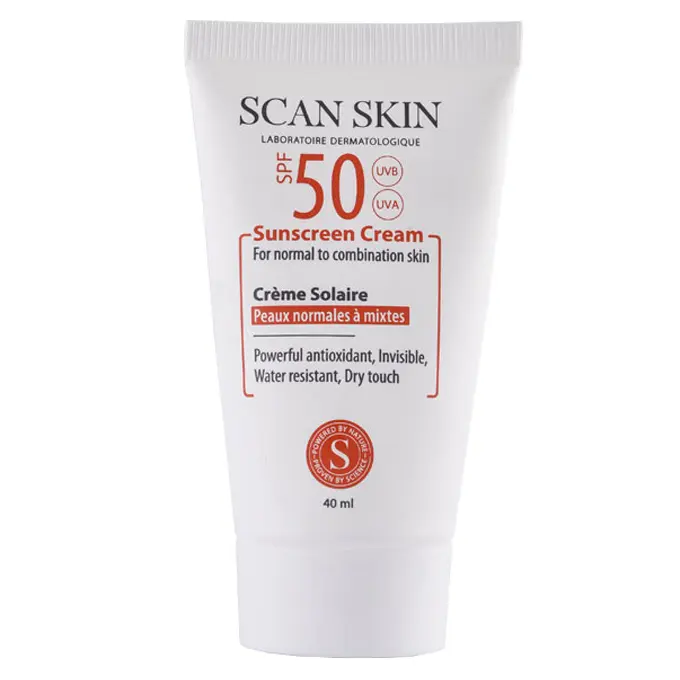 تصویر از کرم ضد آفتاب صورت پوست معمولی تا مختلط SPF50 بزرگسالان اسکن اسکین 40 ml شانا عطر