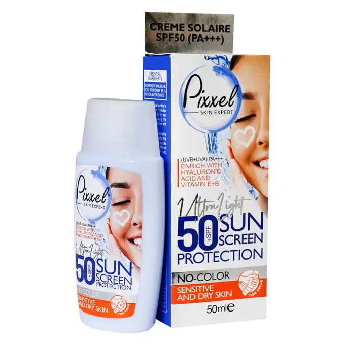 تصویر از کرم ضد آفتاب صورت پوست خشک و حساس SPF50 بزرگسالان پیکسل 50 ml بی رنگ تولیدی و بازرگانی سیلانه سبز