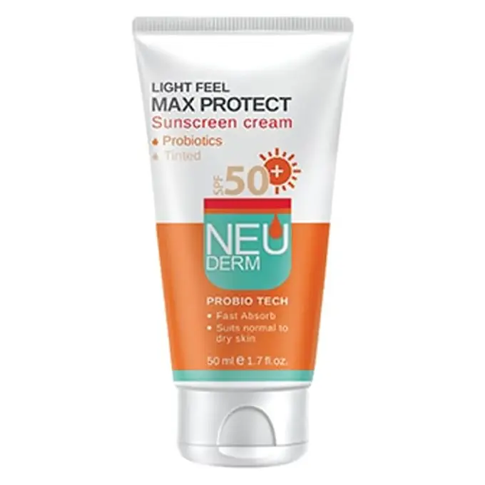 تصویر از کرم ضد آفتاب پوست معمولی تا خشک SPF50+ بزرگسالان مکس پروتکت نئودرم 50 ml بژ طبیعی دارویی آرایشی بهداشتی آریان کیمیا تک