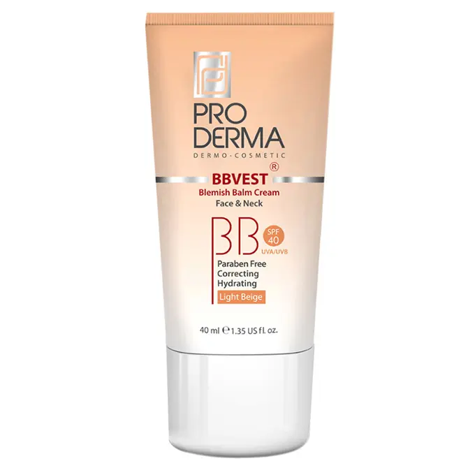 تصویر از کرم انواع پوست SPF40 بی بی کرم پرودرما 40 ml بژ روشن آرا شیمی پارس