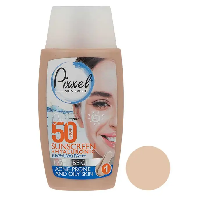 تصویر از کرم ضد آفتاب صورت پوست چرب و جوش دار SPF50 بزرگسالان پیکسل 50 ml بژ روشن تولیدی و بازرگانی سیلانه سبز