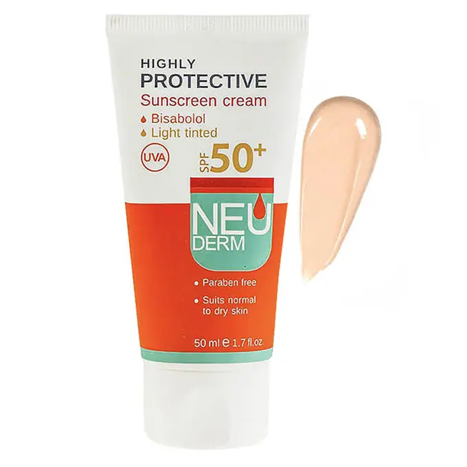 تصویر از کرم ضد آفتاب صورت پوست معمولی تا خشک SPF50+ هایلی پروتکتیو نئودرم 50 ml بژ روشن دارویی آرایشی بهداشتی آریان کیمیا تک