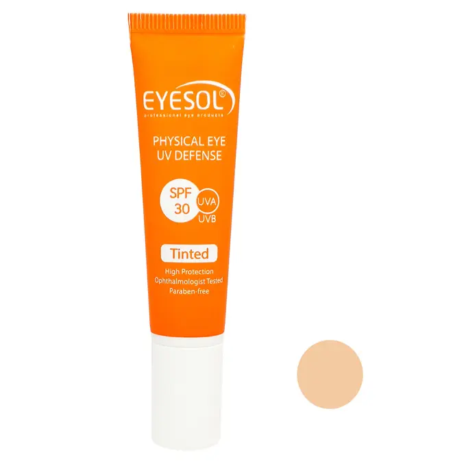 تصویر از کرم ضد آفتاب دور چشم انواع پوست SPF30 بزرگسالان آیسول 15 ml بژ طبیعی سایا طب مانا