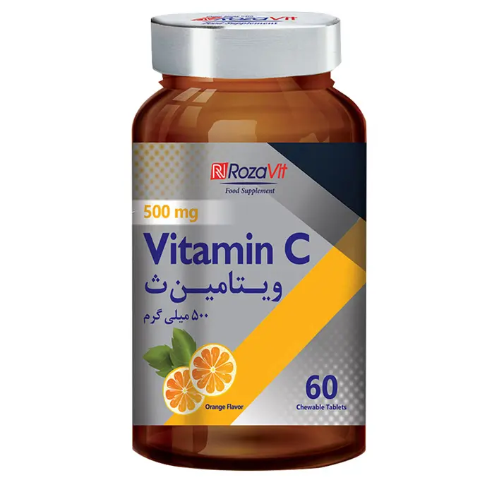 تصویر از قرص جویدنی ویتامین C رزاویت 500 mg 60 عدد طعم پرتقال روز دارو