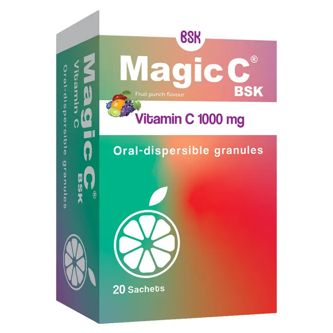 تصویر از ساشه مجیک ویتامین C 1000 mg بی اس کی 20 عددی طعم فروت پانچ بنیان سلامت کسری