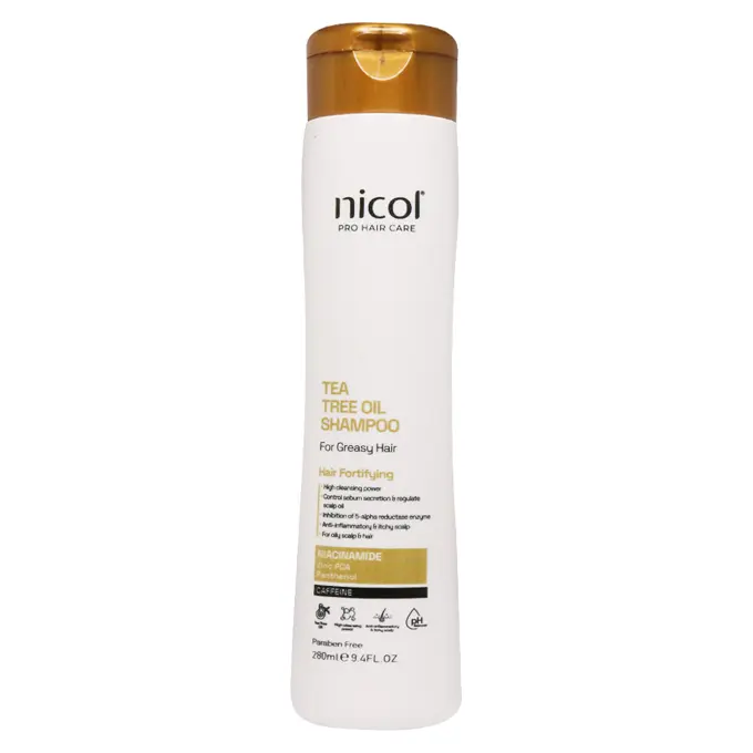 شامپو مناسب موهاي چرب نيكول حاوي روغن درخت چاي 280 ميلي ليتر .jpg