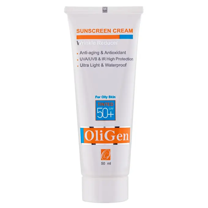 تصویر از کرم ضد آفتاب پوست چرب SPF50+ الی ژن 50 ml بژ طبیعی آرین زیست جم