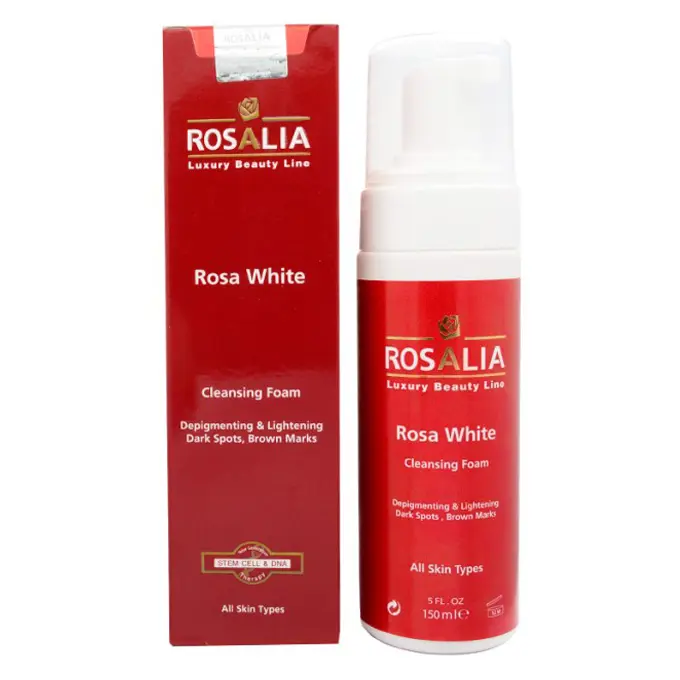 تصویر از فوم روشن کننده صورت انواع پوست بزرگسالان رزا وایت رزالیا 150 ml رز دیبا فارمد