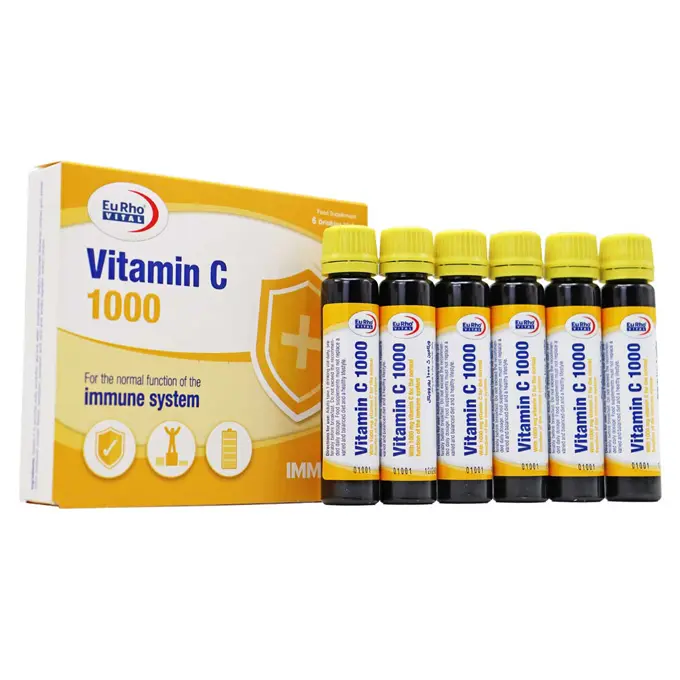 تصویر از ویال ویتامین C 1000 mg یوروویتال 6 عددی طعم پرتقال حکیمان طب کار