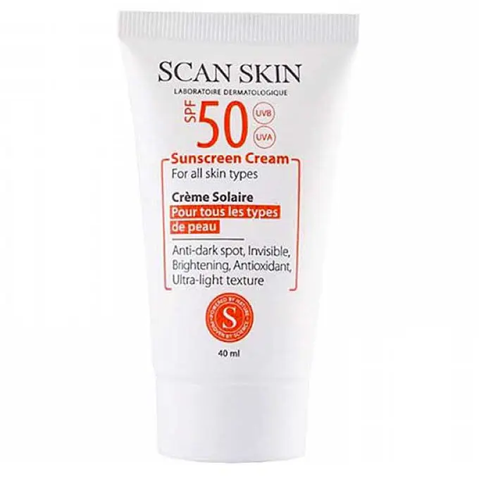 تصویر از کرم ضد آفتاب و ضد لک صورت انواع پوست SPF50 بزرگسالان اسکن اسکین 40 ml شانا عطر