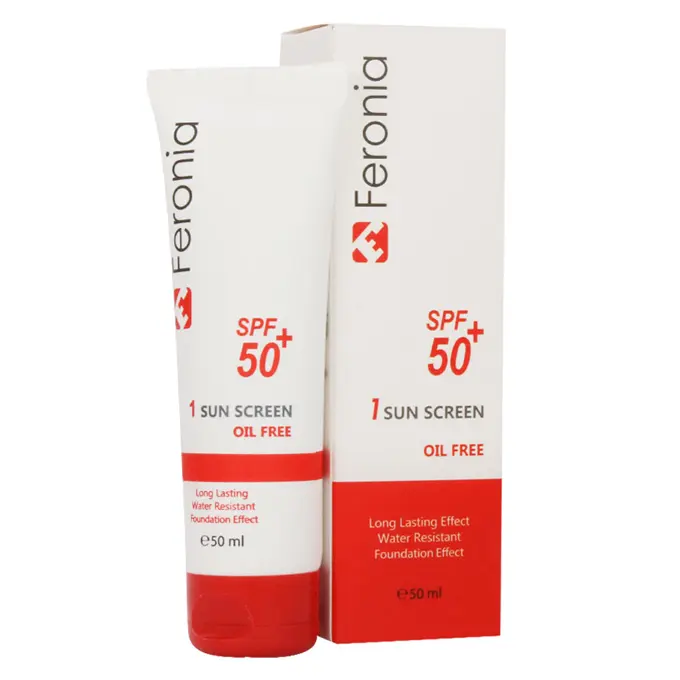 تصویر از کرم ضد آفتاب صورت پوست چرب SPF50+ بزرگسالان فرونیا 50 ml بژ روشن آرایش افزون غرب