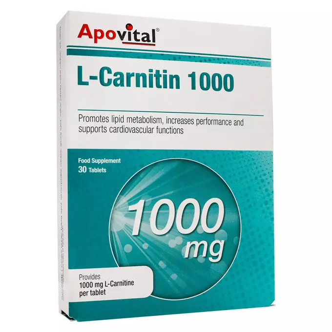 تصویر از قرص خوراکی ال کارنیتین آپوویتال 1000 mg 30 عددی سمر طب درمان