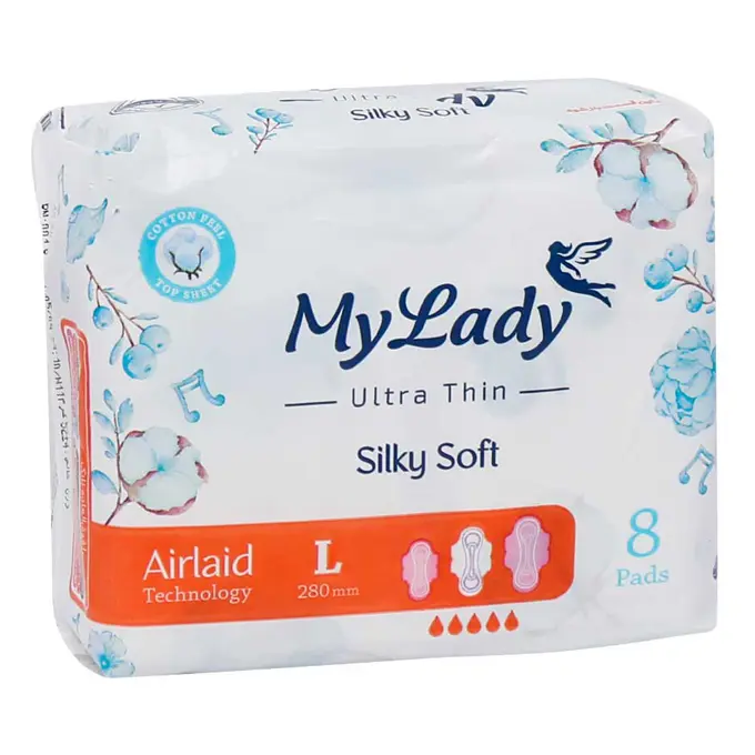 نوار بهداشتي ايرليد سيلكلي سافت سايز بزرگ ماي ليدي 8 عدد .jpg