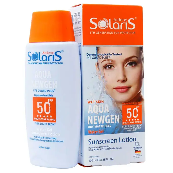 لوسيون آبي ضد آفتاب فاقد چربي SPF50 آكوا نيوژن سولاريس آردن 100 ميلي ليتر .jpg