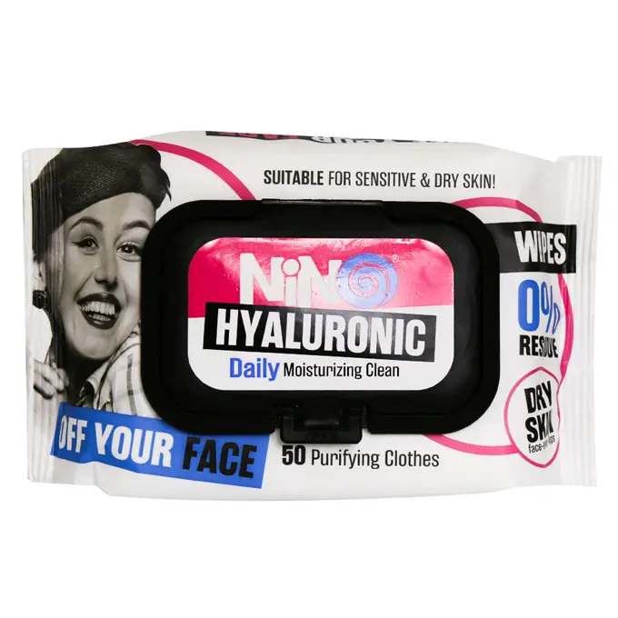 تصویر از دستمال مرطوب پاک کننده آرایش پوست حساس هیالورونیک اسید نینو 50 عددی