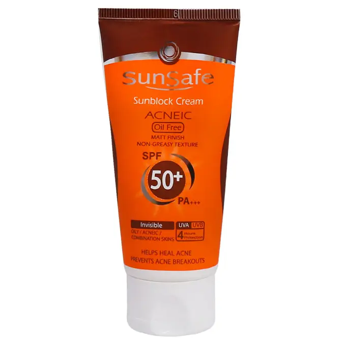 كرم ضد آفتاب SPF50 فاقد چربي سان سيف مناسب پوست هاي چرب و آكنه اي ?? ميلي ليتر بي رنگ.jpg