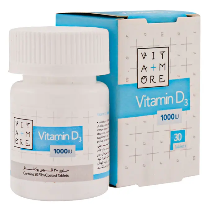 تصویر از قرص روکشدار ویتامین D3 ویتامور 1000 IU 30 عددی  نوریا درمان پاسارگاد ایران