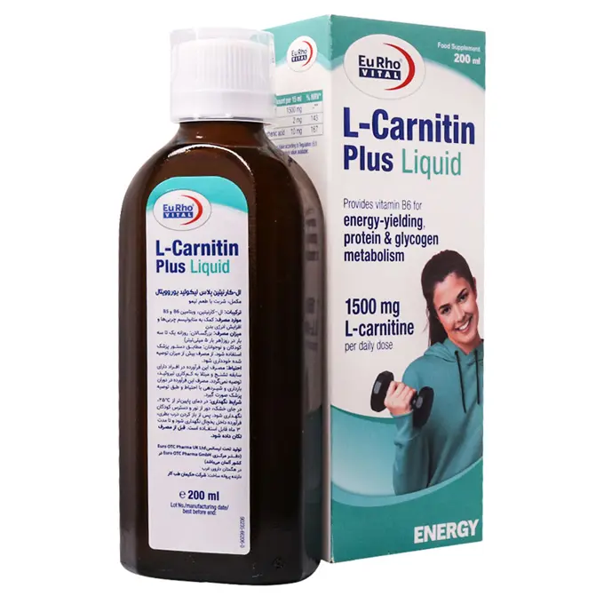 تصویر از شربت ال کارنیتین پلاس لیکوئید  یوروویتال 200 ml طعم لیمو حکیمان طب کار ایران