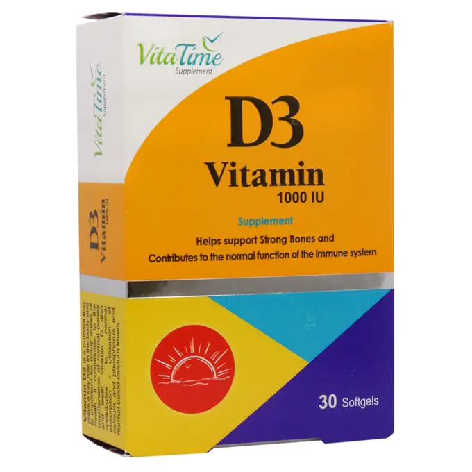 تصویر از سافت ژل ویتامین D3 1000 IU ویتاتایم 30 عددی داروسازی پورا طب گستر ایرانیان ایران