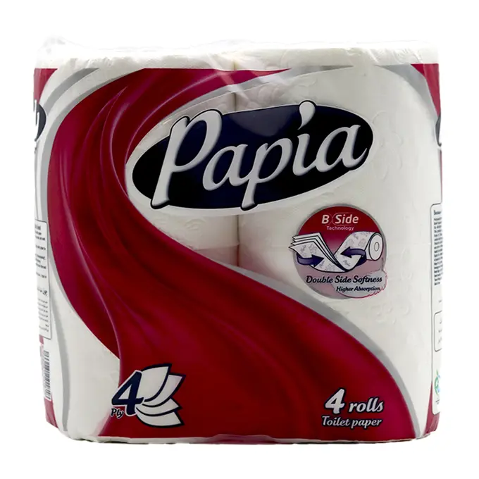 تصویر از دستمال توالت رولی 4 لایه پاپیا 4 عددی 140 برگ