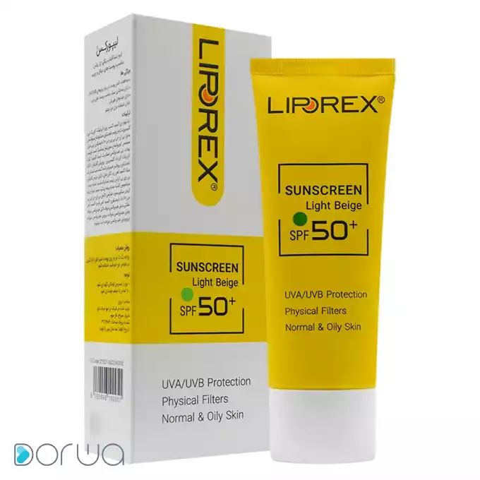 تصویر از کرم ضد آفتاب صورت پوست چرب و معمولی SPF50+ بزرگسالان   لیپورکس 40 ml بژ روشن رز مهر فرداد دارو ایران