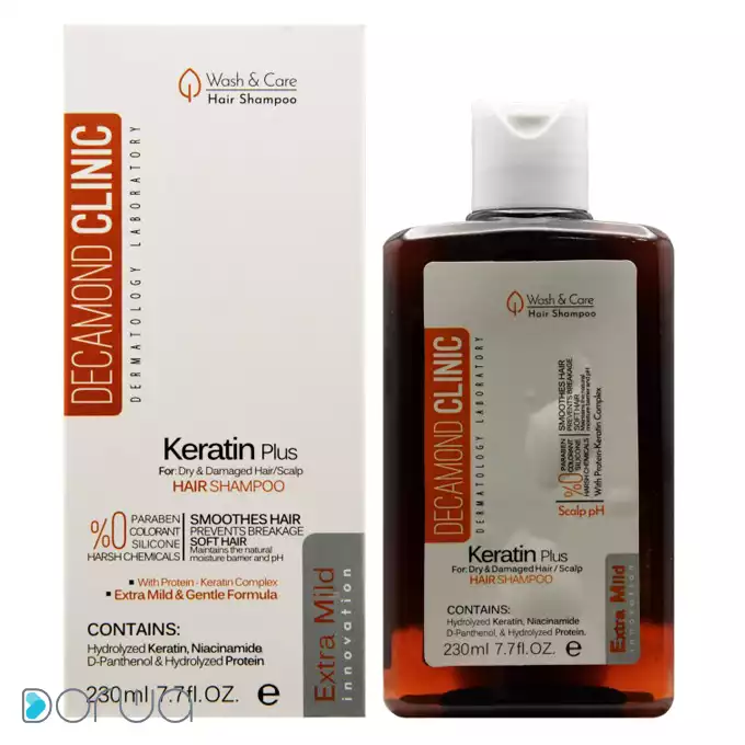 تصویر از شامپو کراتینه  موهای آسیب دیده بزرگسالان کراتین پلاس دکاموند کلینیک 230 ml ساینا سلامت پارس ایران