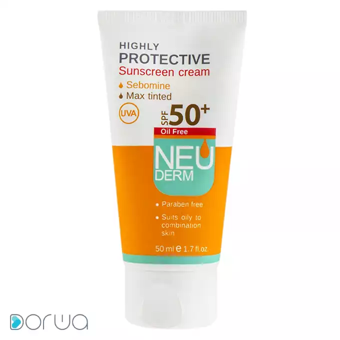 تصویر از کرم ضد آفتاب   پوست مختلط تا چرب SPF50+ بزرگسالان هایلی پروتکتیو  نئودرم 50 ml بژ تیره دارویی آرایشی بهداشتی آریان کیمیا تک ایران