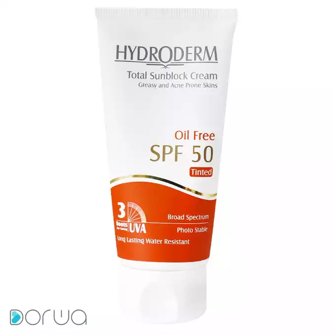 تصویر از کرم ضد آفتاب صورت پوست چرب و جوش دار SPF50 بزرگسالان   هیدرودرم 50 ml بژ طبیعی پارس حیان ایران