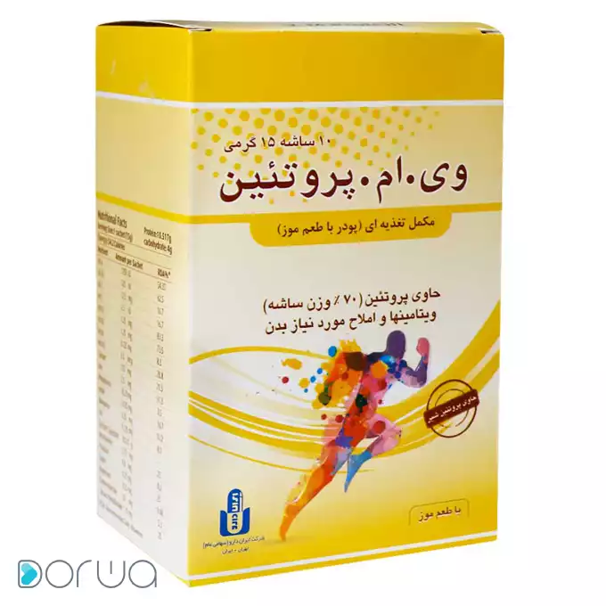 تصویر از ساشه وی ام پروتئین  ایران دارو 10 عددی طعم موز ایران دارو ایران