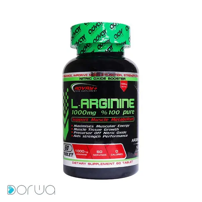 تصویر از قرص خوراکی ال-آرژنین ادوای 1000 mg 60 عددی  صنایع مکمل غذایی و دارویی آریا بصیرت ایران